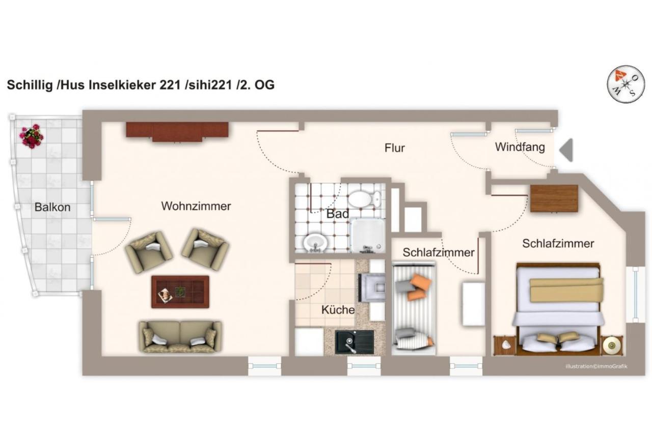 Appartement Hus Inselkieker Hus Inselkieker 221 à Schillig Extérieur photo